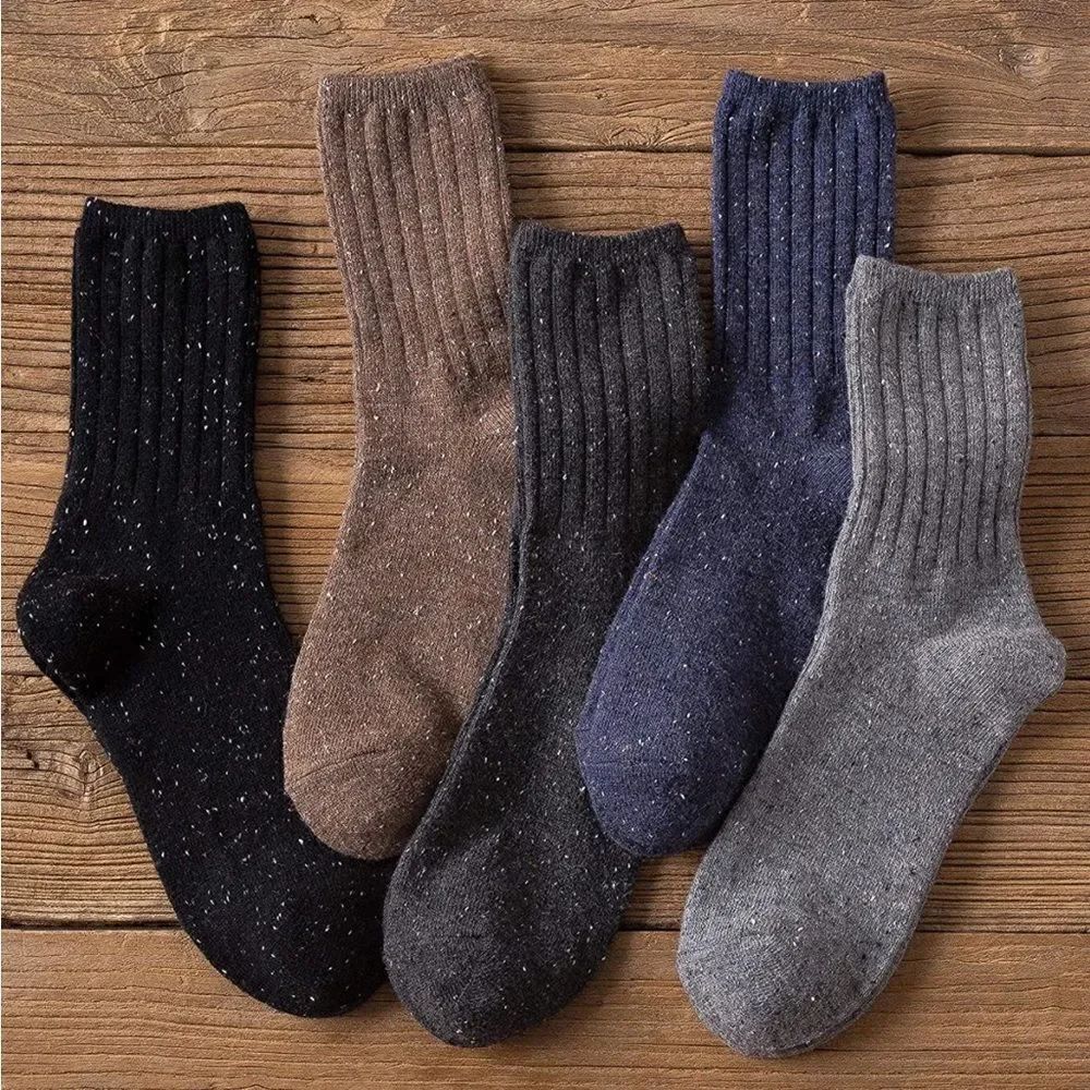 Speckled Ribbed Merino Wool Blend Socks